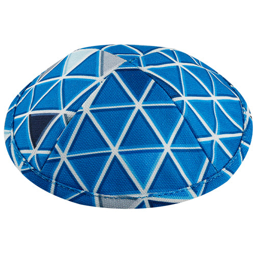 Blue and White Geometric Kippah