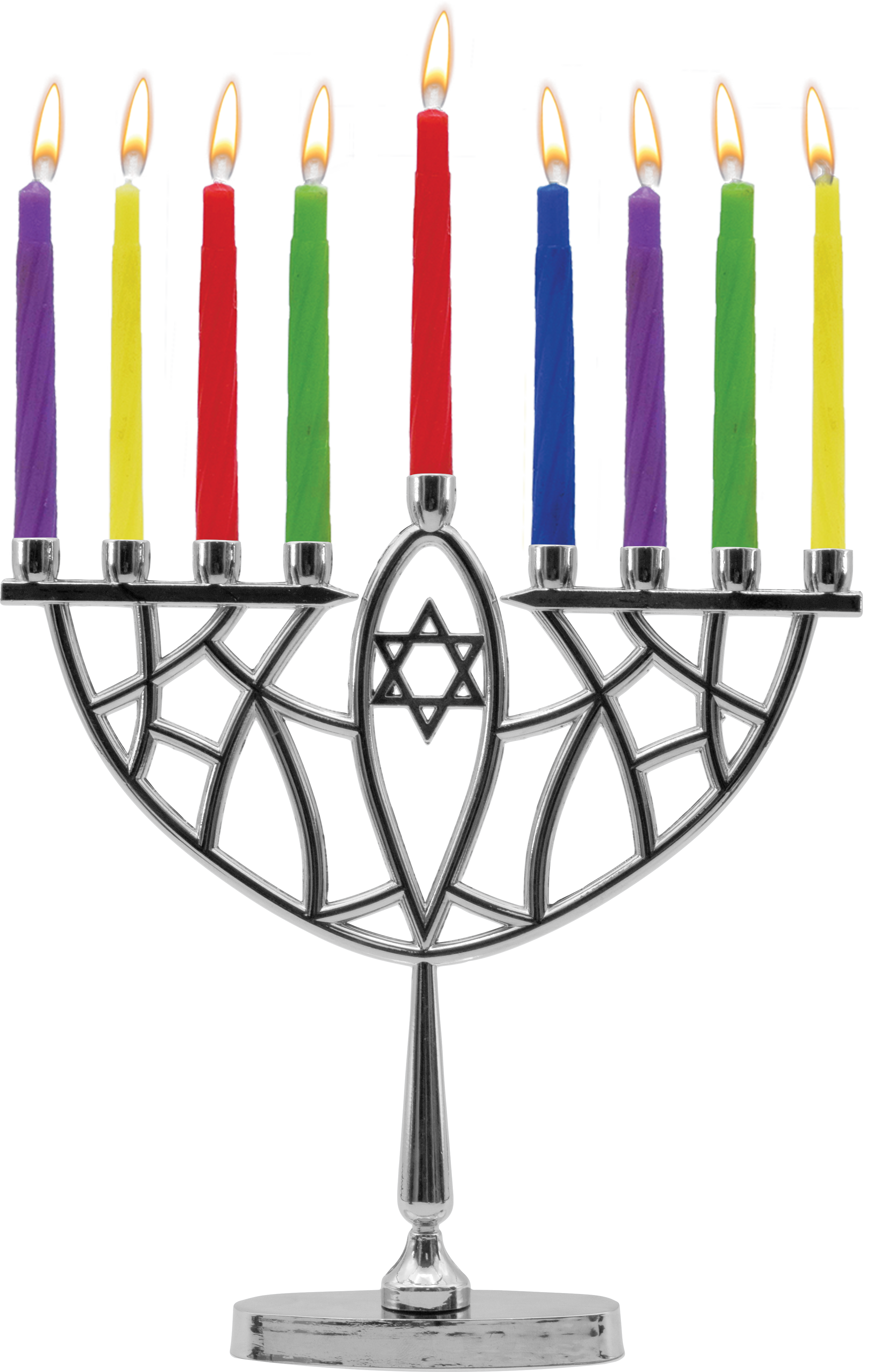 Candle Menorah Set Chrome Prismatic