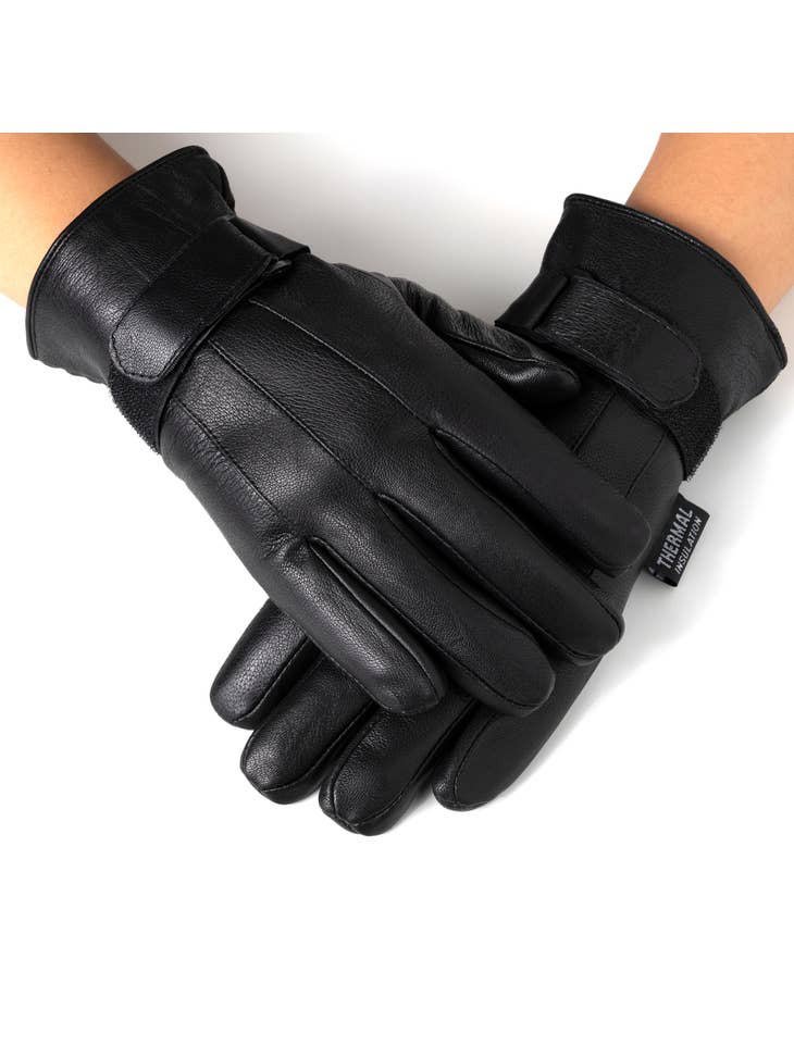 Mens Gloves Dressy Genuine Leather Warm Thermal Lined Wrist
