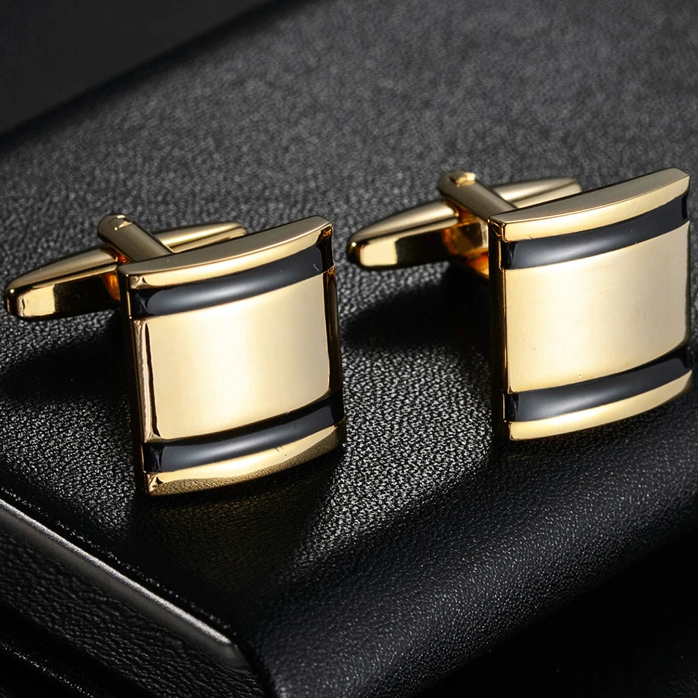 Gold metal with black stripe Cufflinks