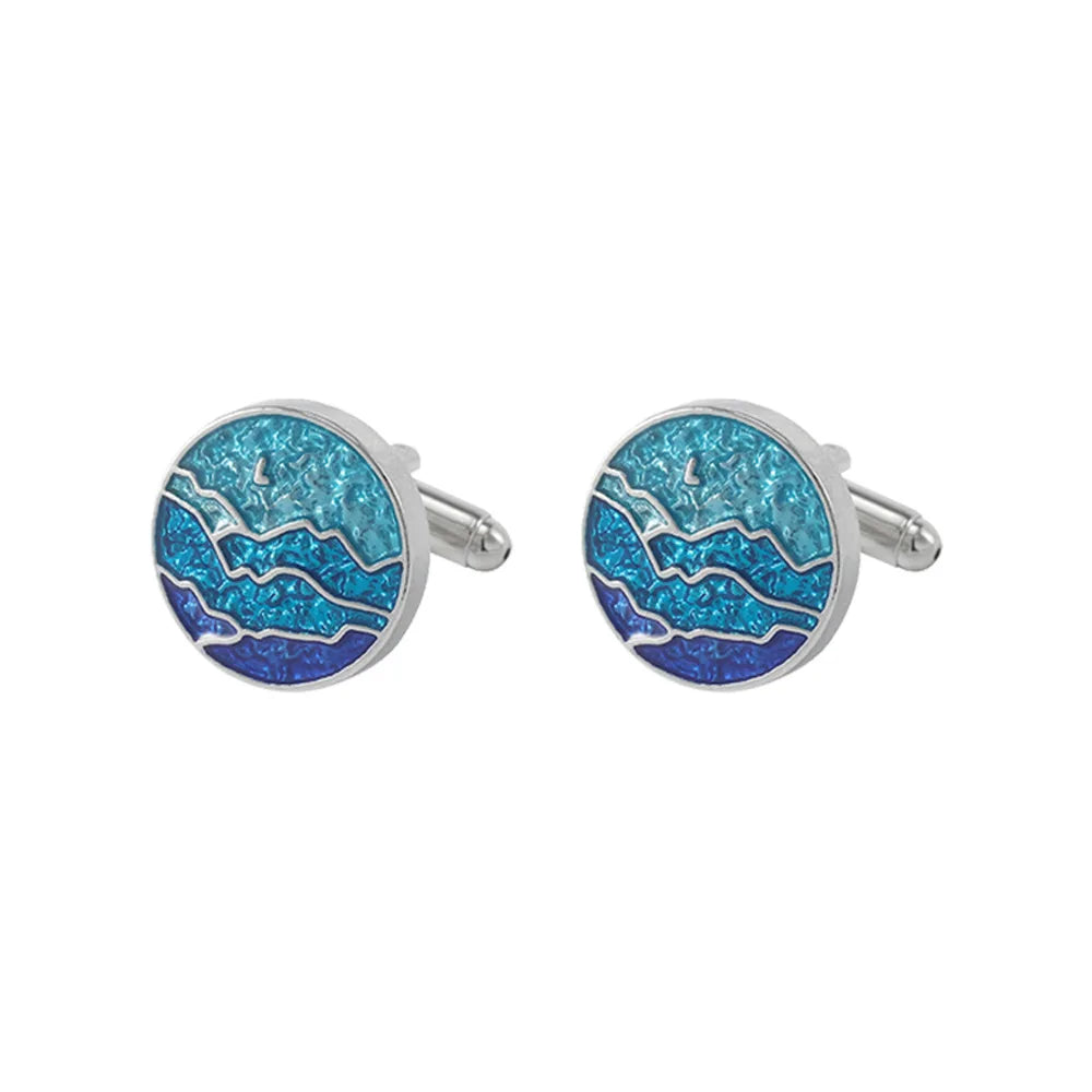 Blue Mountain Wave Design Cufflinks