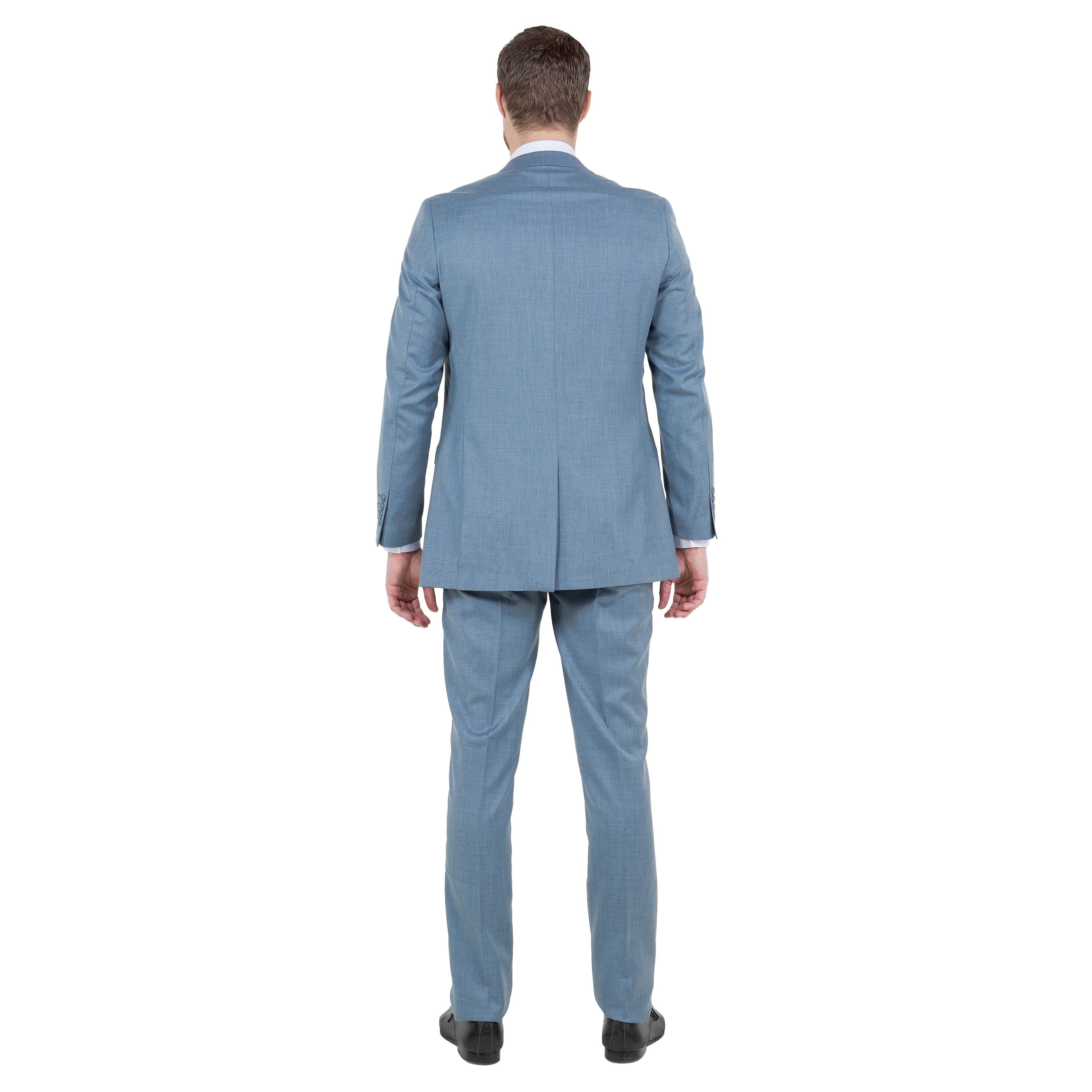 Smoke Blue Men's 2pc Sharkskin Suit Slim-Fit