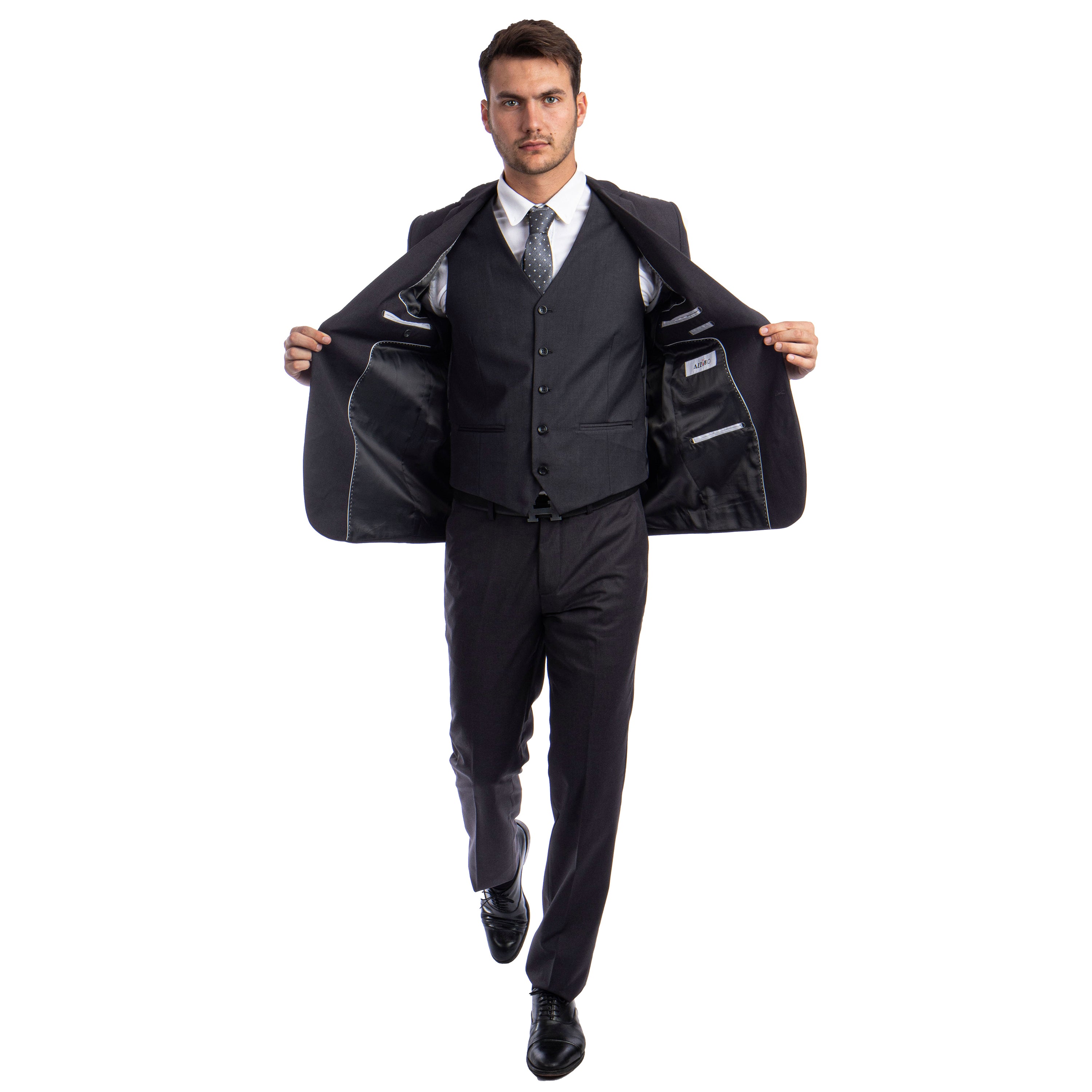 Men's 3pc Solid Suit, Notch Lapel