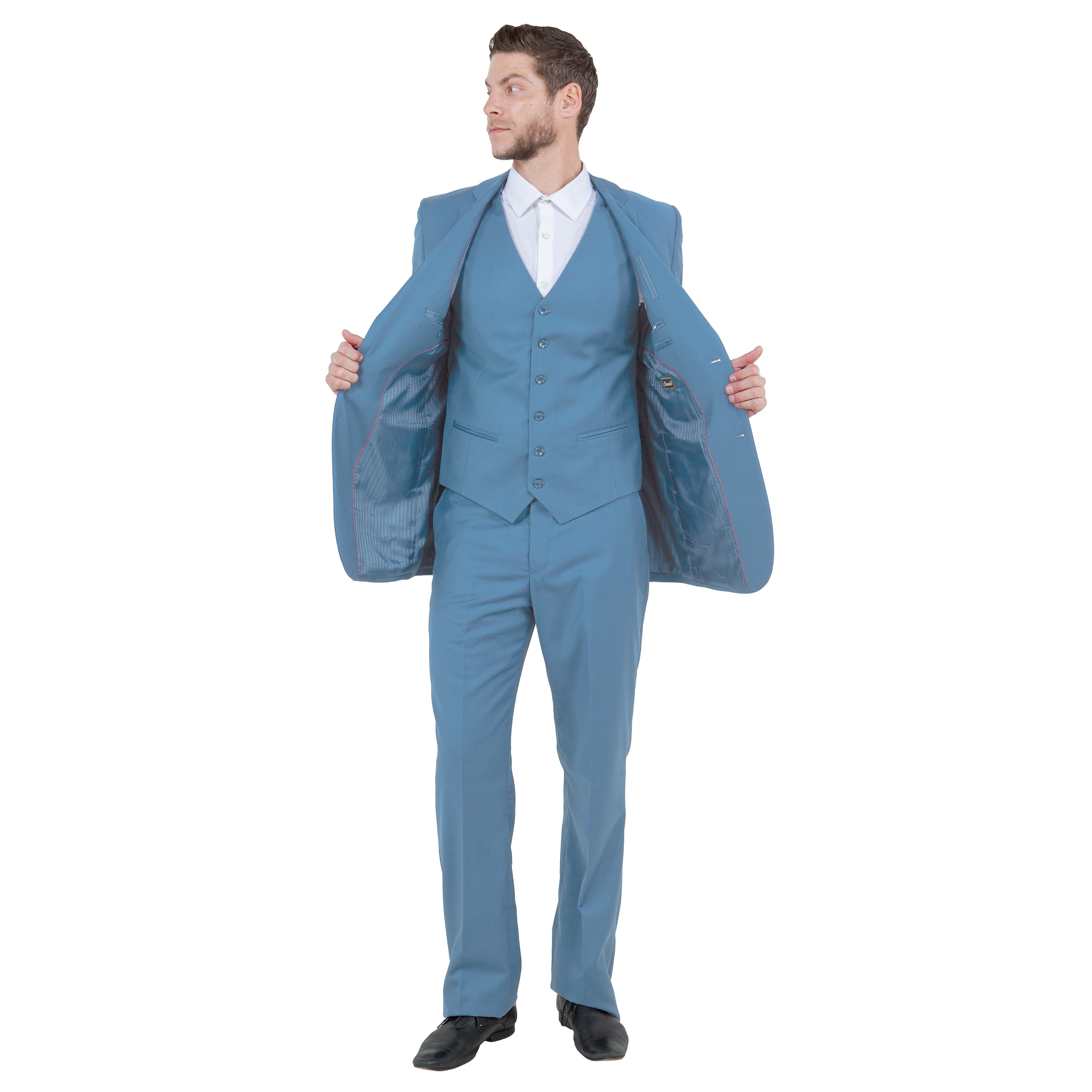 Men's Modern-Fit 3-Piece Suit Set w/ Jacket, Vest and Pants