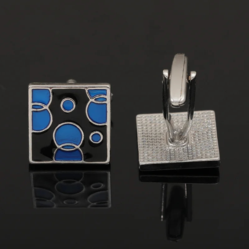 New Blue Men's French Cufflinks World Globe Pattern