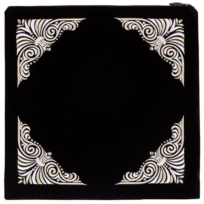 Black with silver embroidery