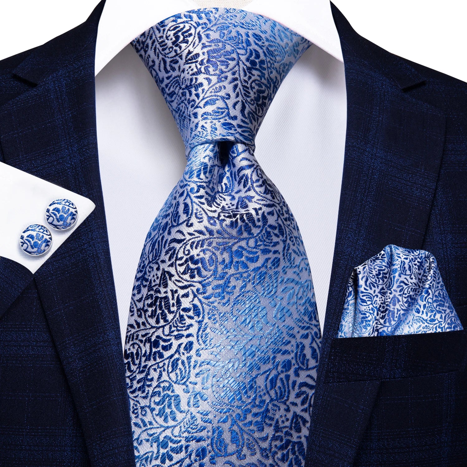 Blue vine design tie 8cm