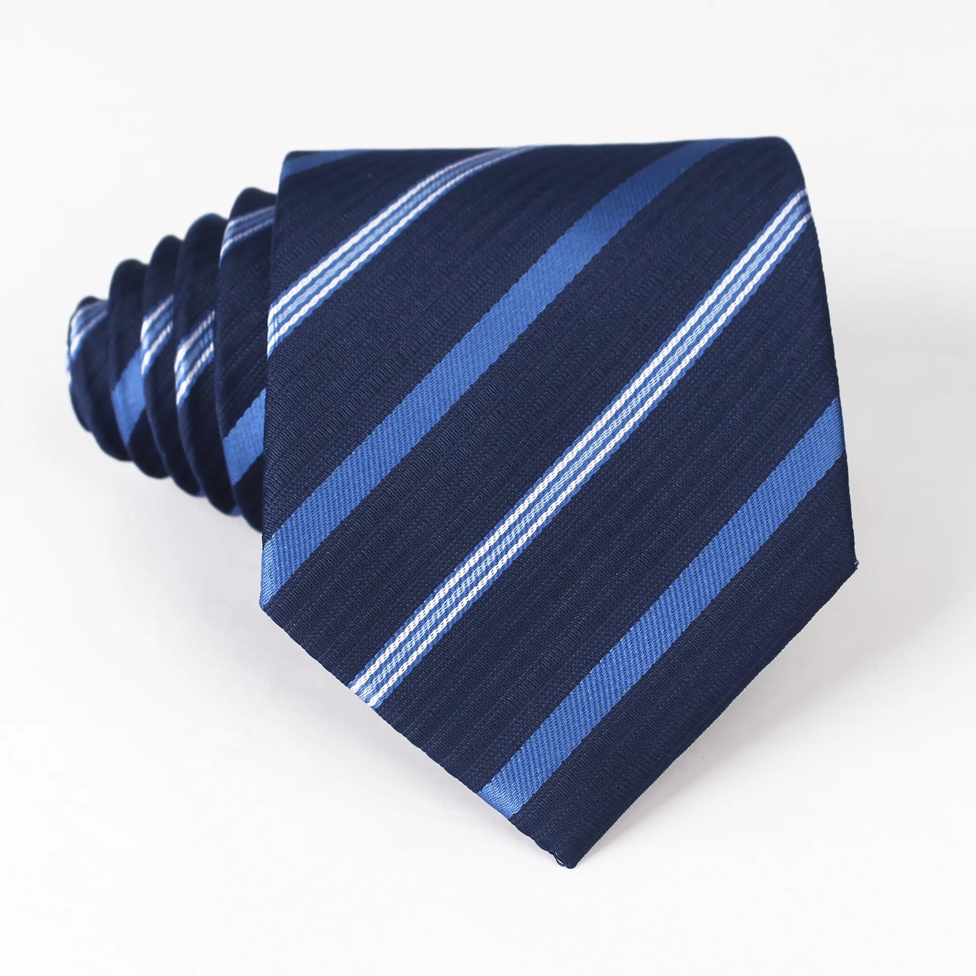 Navy with 2 tone blue stripes tie 8cm
