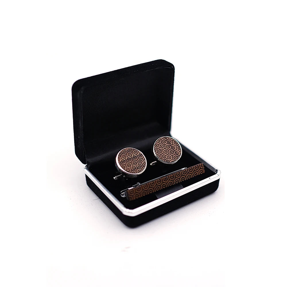 Wood Cufflinks Tie Clip Set Luxury Bonito Wood Stone Classic Clasp Necktie Tie Pin Bar