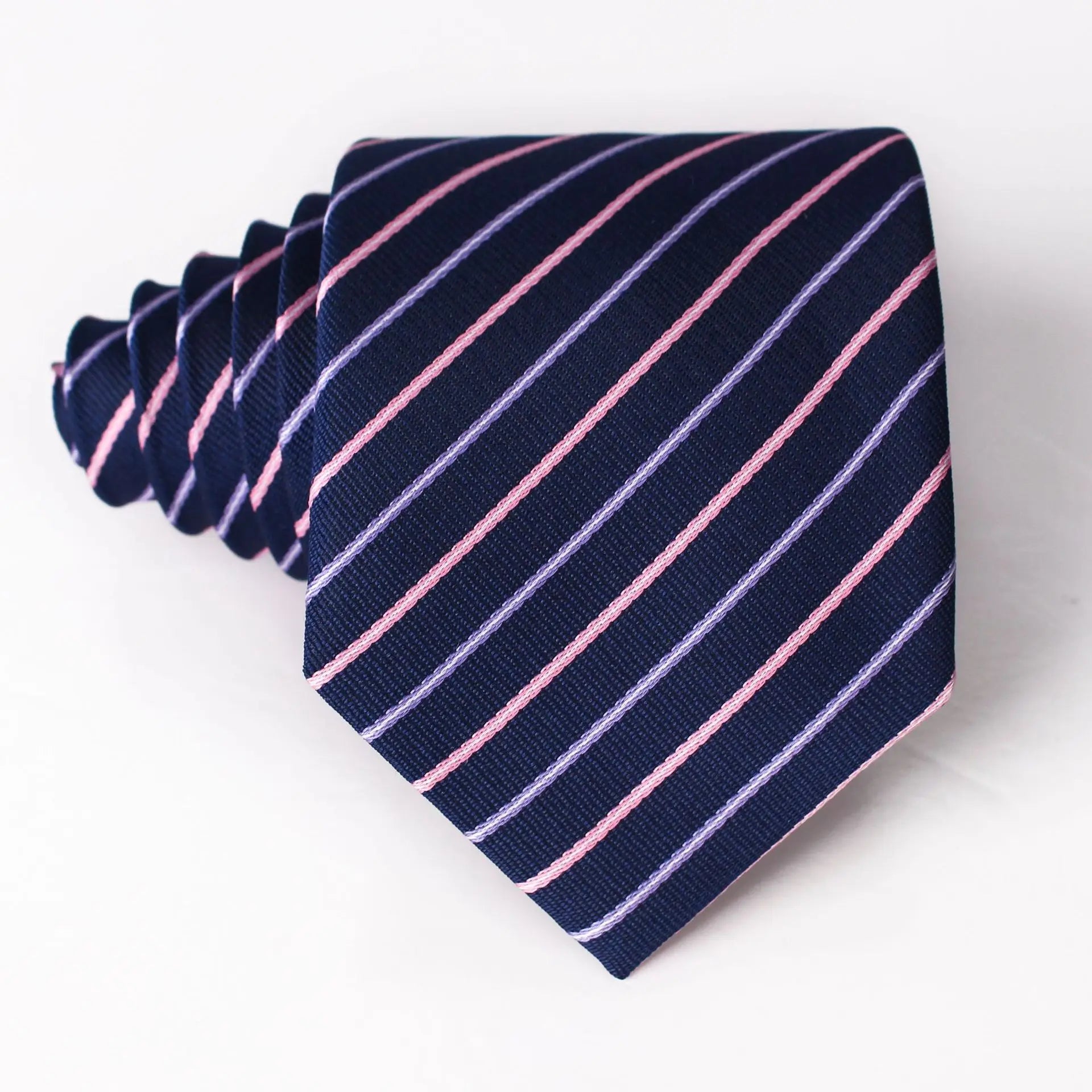 Navy with thin pink and purple stripes tie 8cm