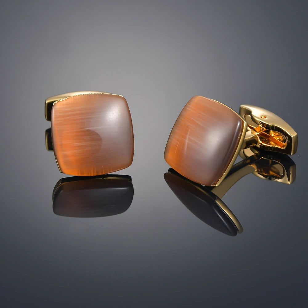 Unique stone color Cuff Links gold metal color