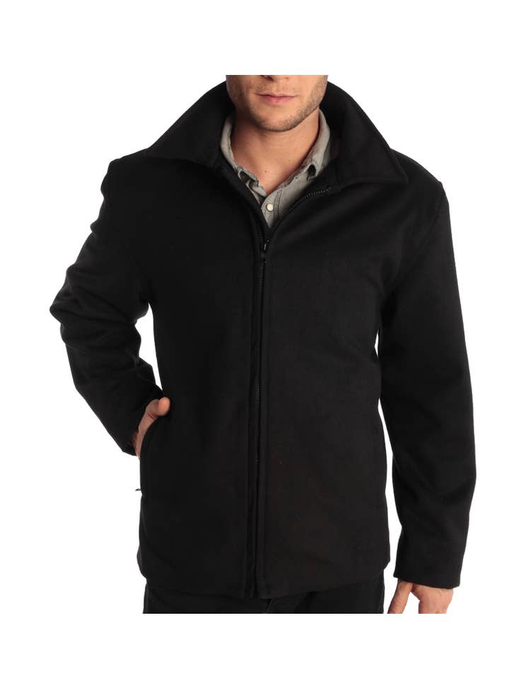 Mens Wool 28" Zip Open Front Jacket