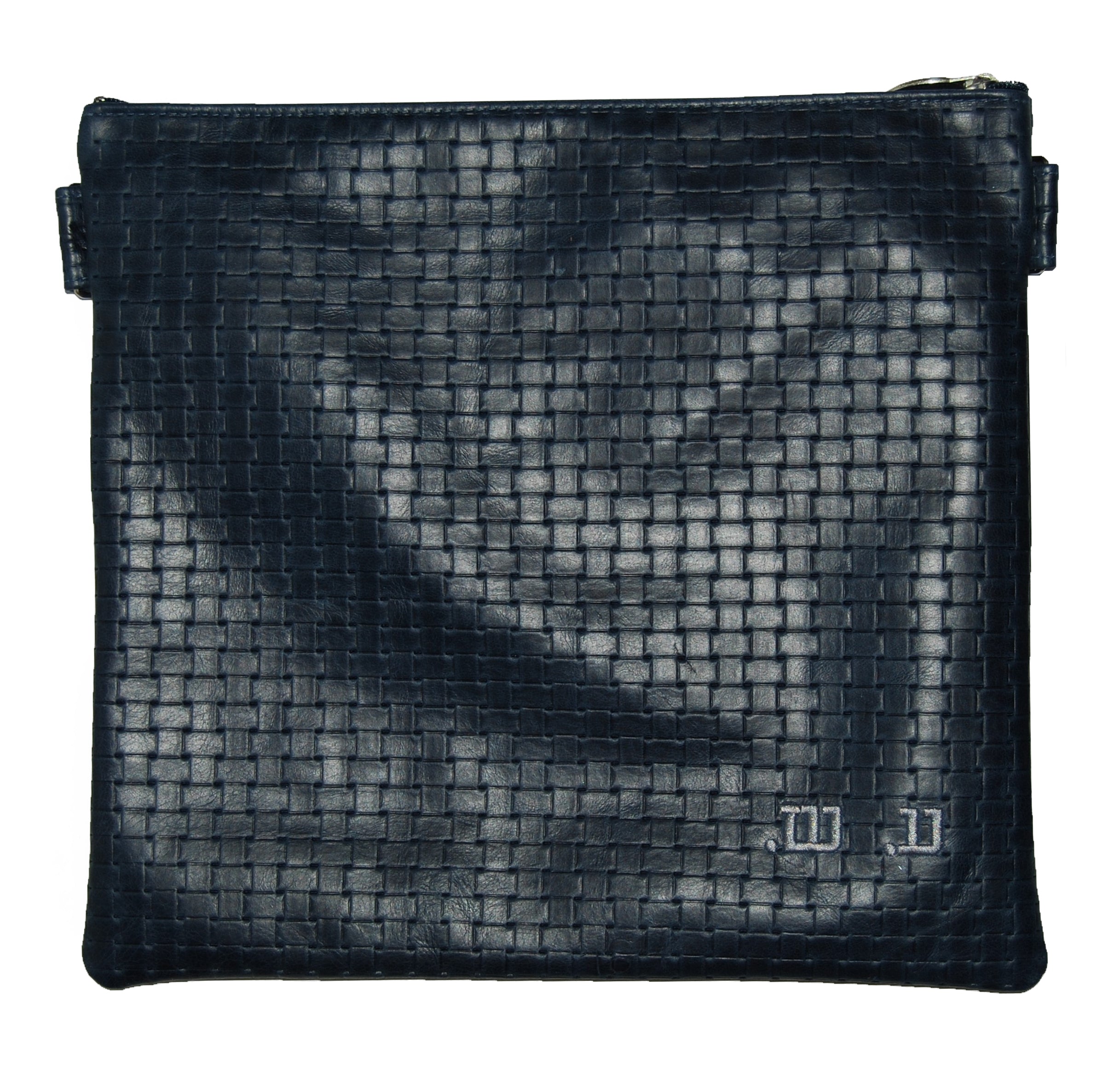 Navy Basket weave leather Tallis and Tefillin bag