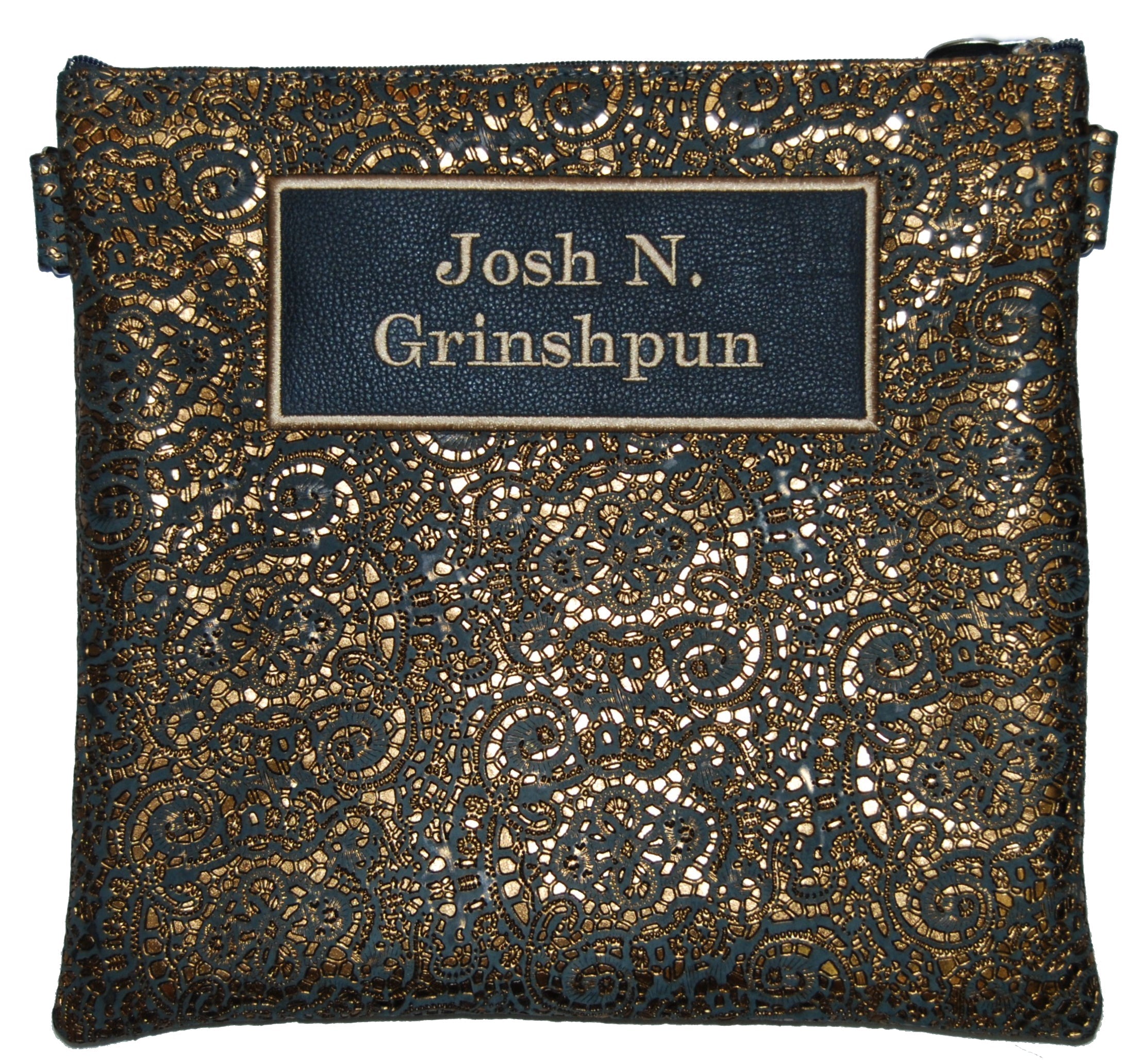 charcoal Vector Creek Leather with name label Tallis and Tefillin bag