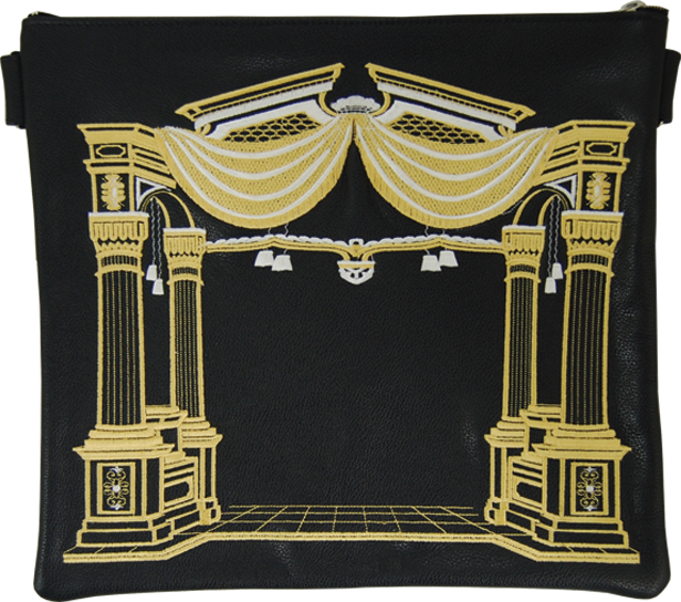 Shaar Vilna Arch Black leather Tallis and Tefillin bag