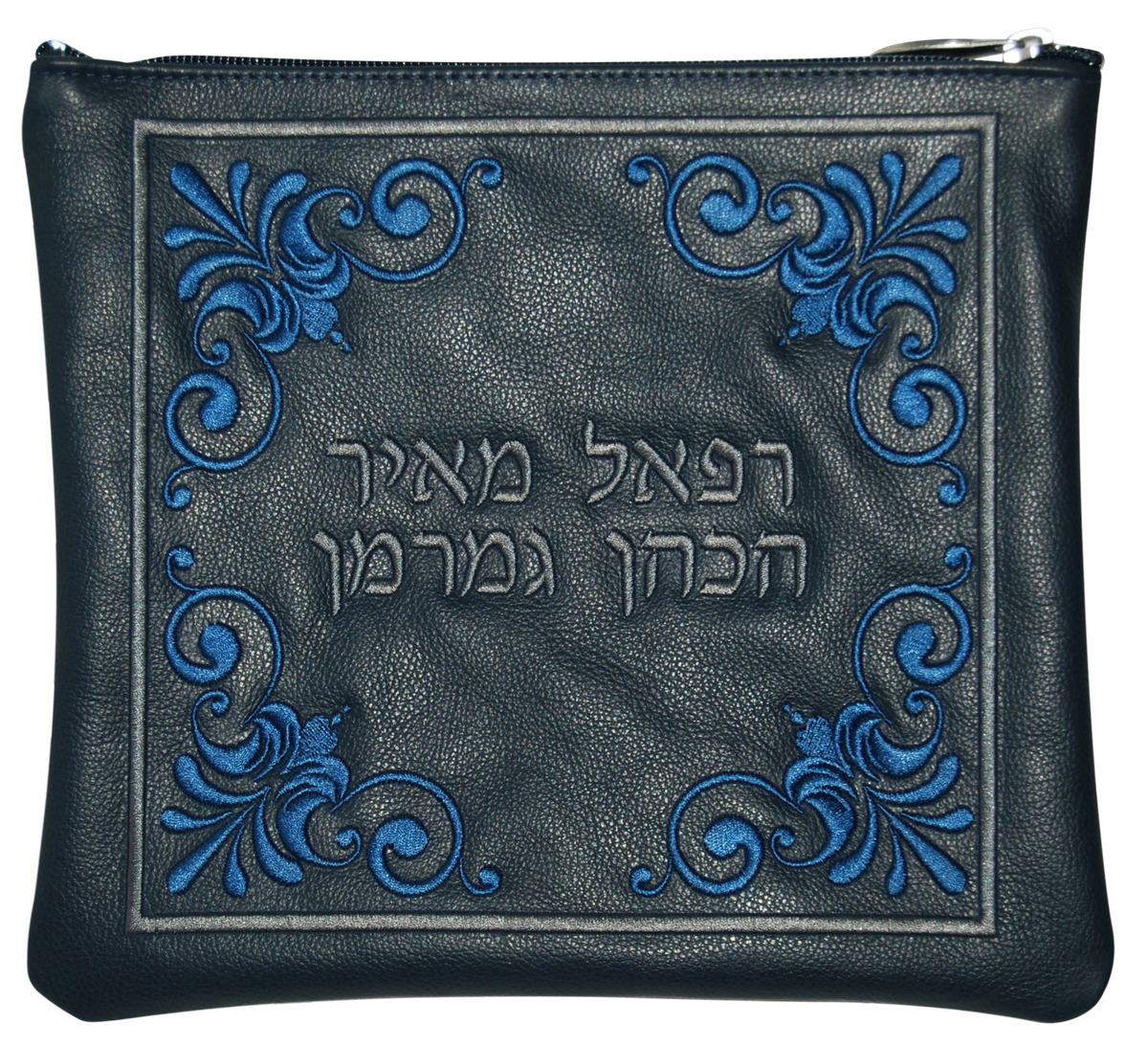 four corner swirl design in frame leather Tallis and Tefillin bag