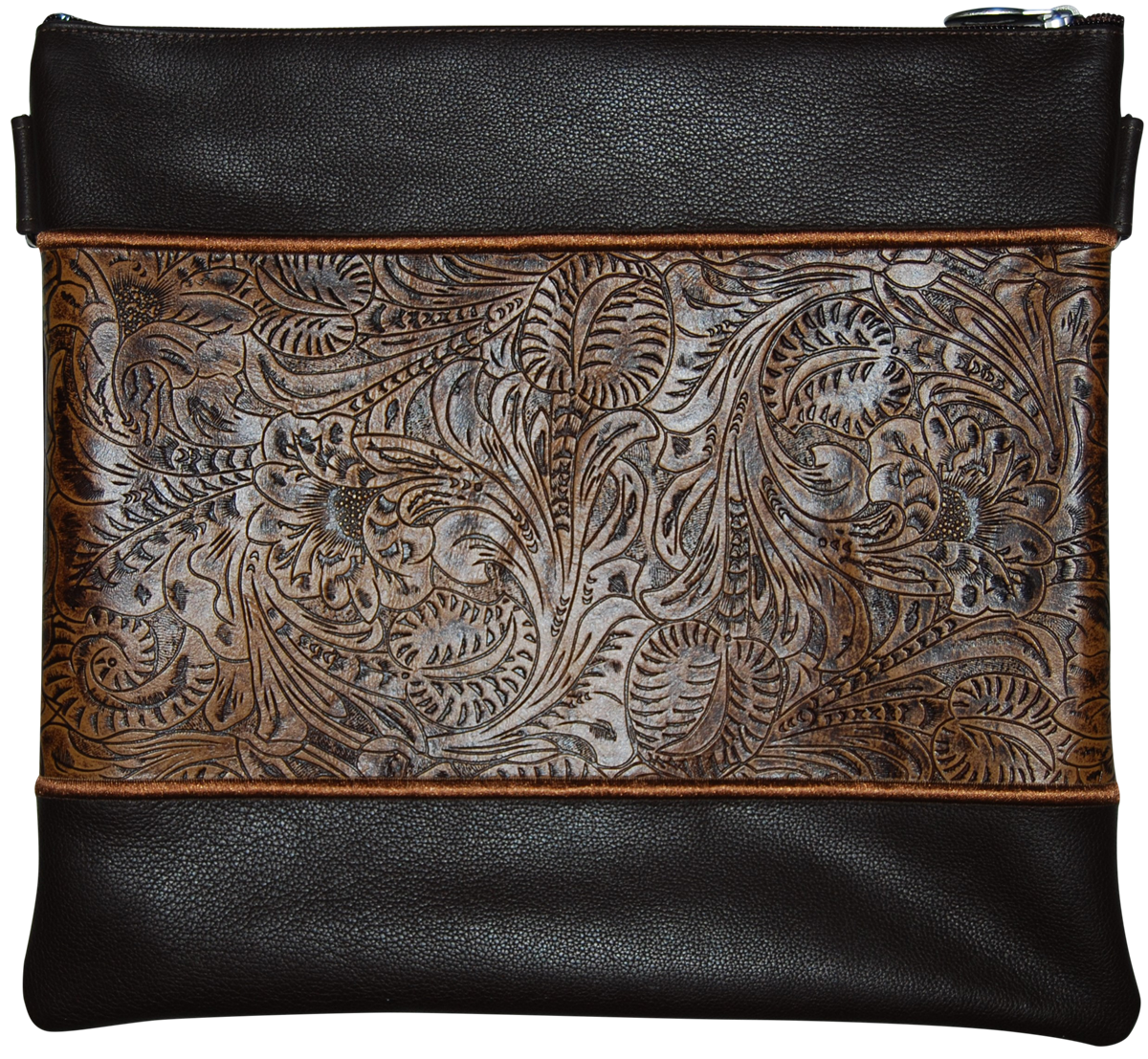 Large center with piping leather tallis and tefilin bag