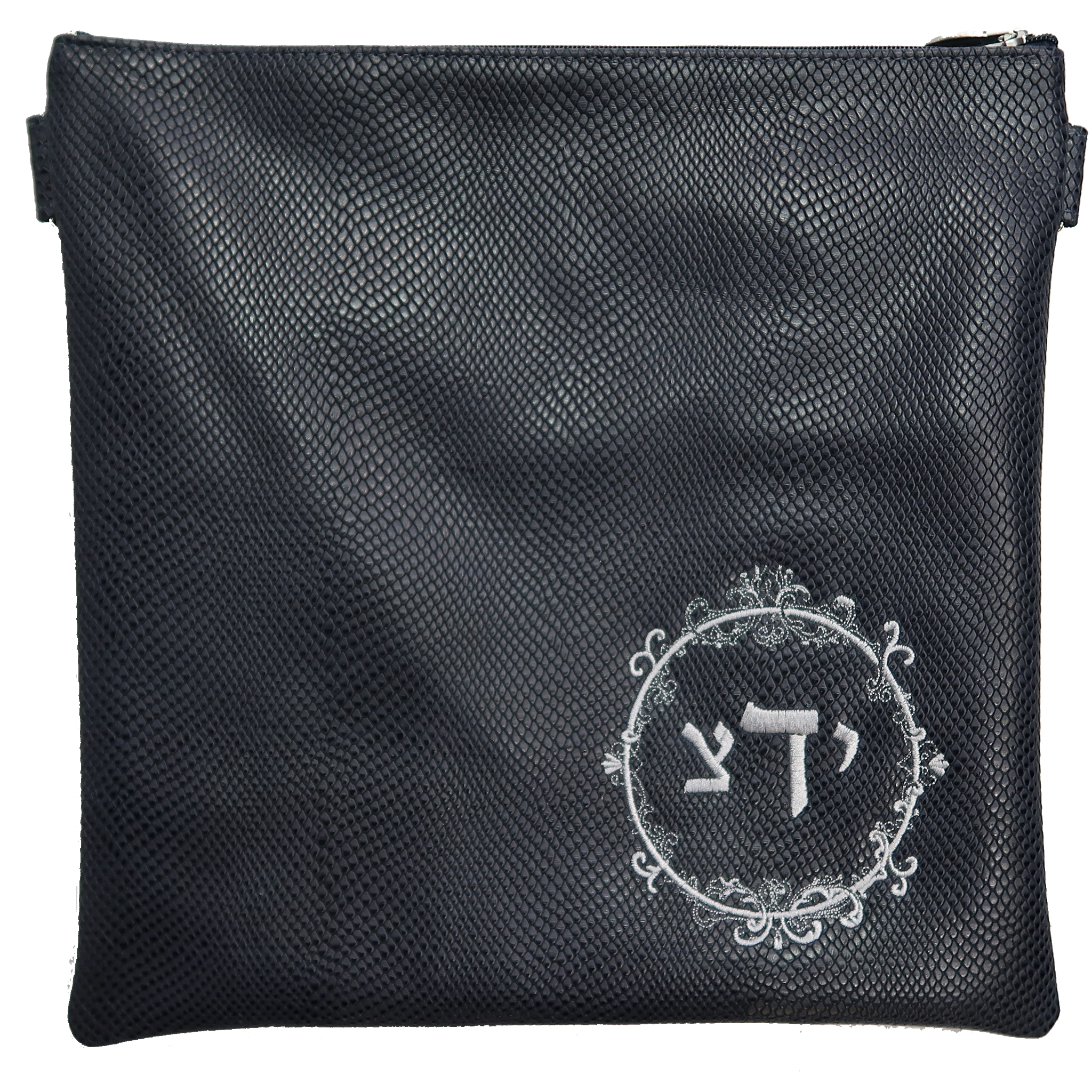 Grey snake print leather name label Tallis and Tefillin bag set