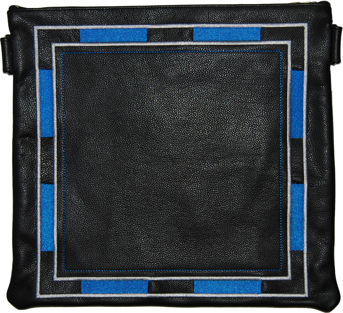 Classic Black Leather Tallis and Teffilin Bag Full Square Design