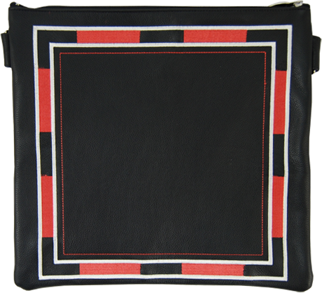 Classic Black Leather Tallis and Teffilin Bag Full Square Design
