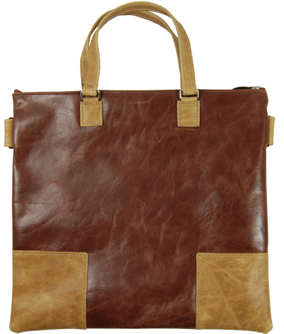 Leather Bag With Square Patches on the Corners
