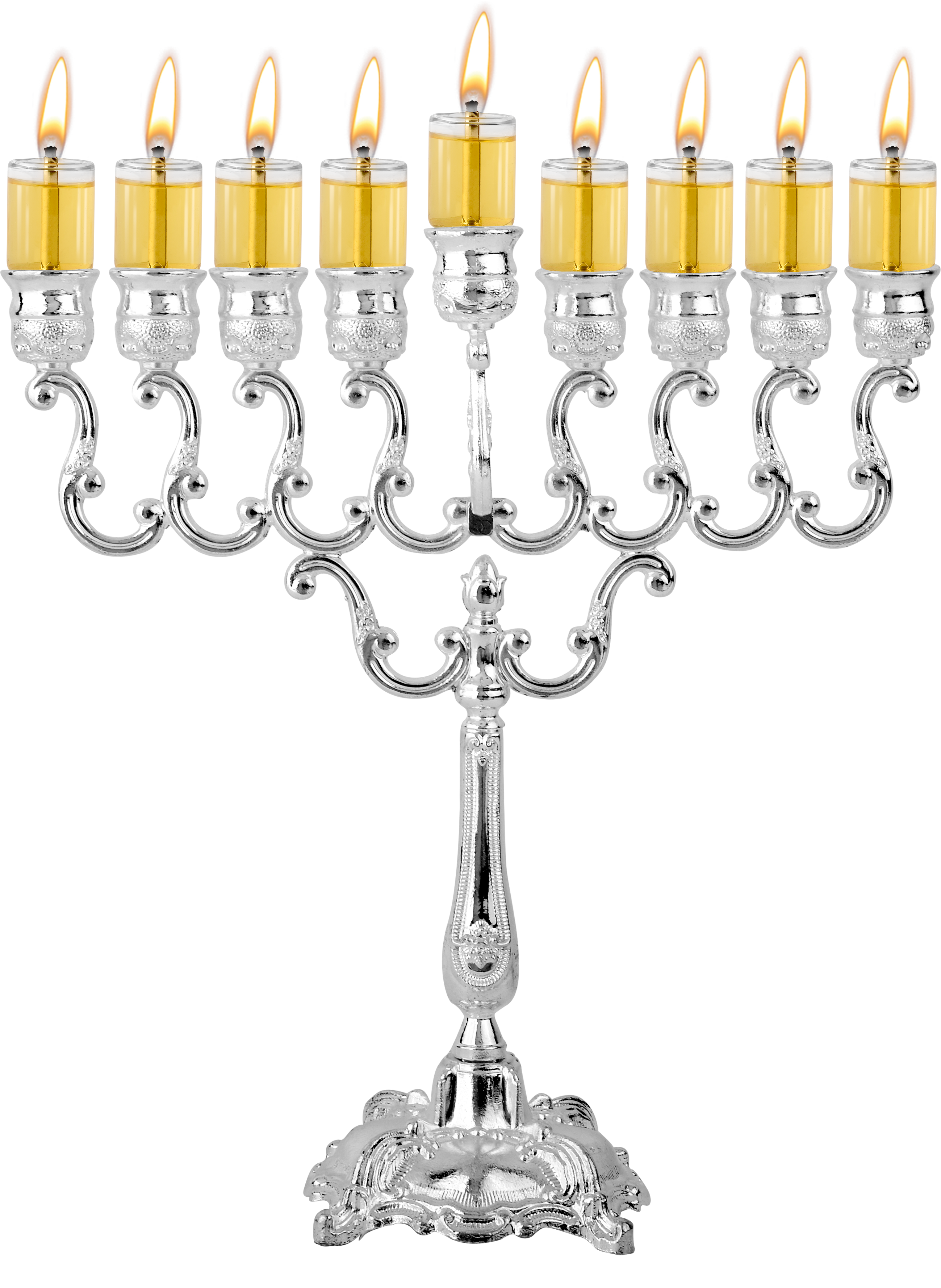 Silver Plated Oil Menorah 10" Height