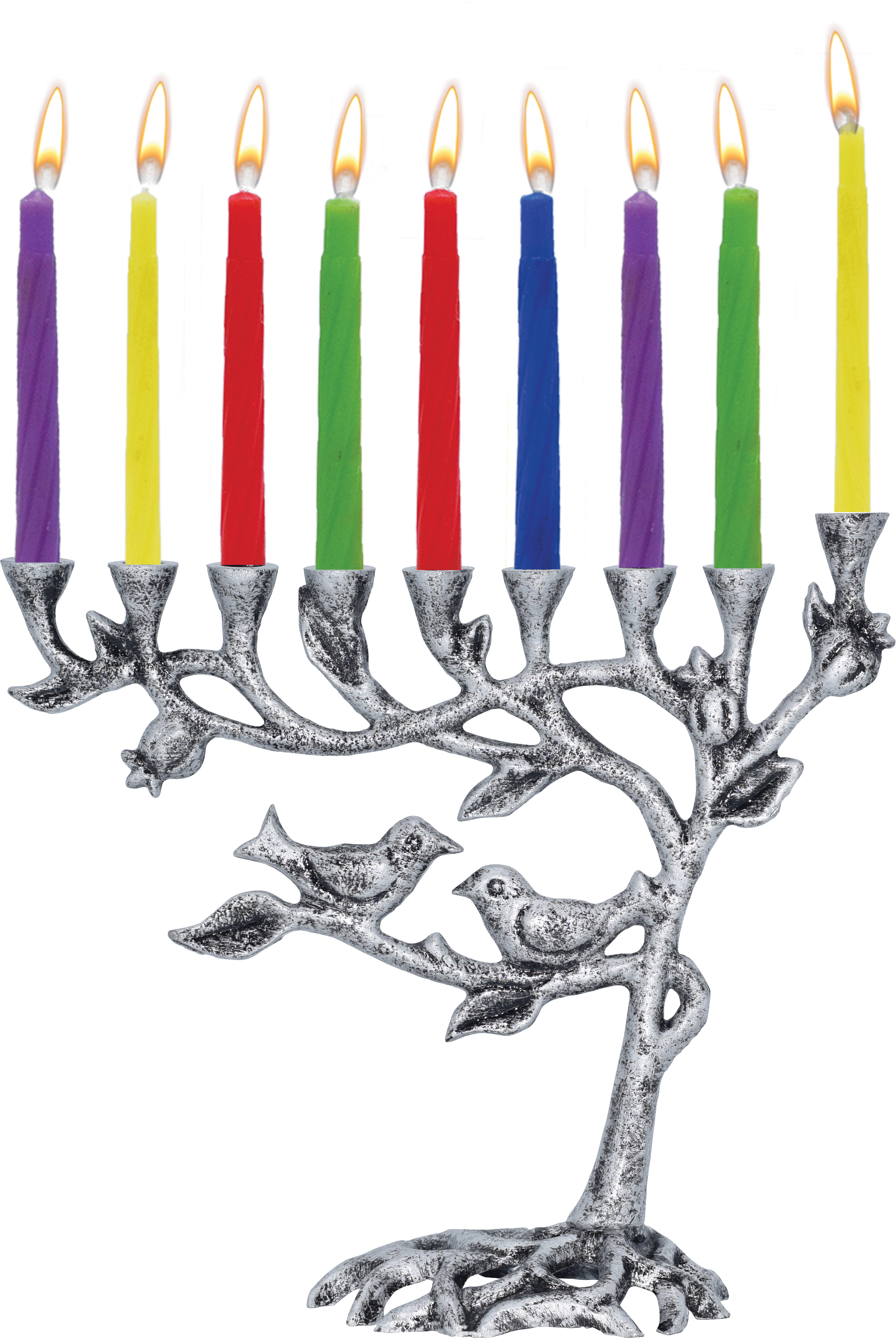 Antique Menorah Tree of Life - Silver