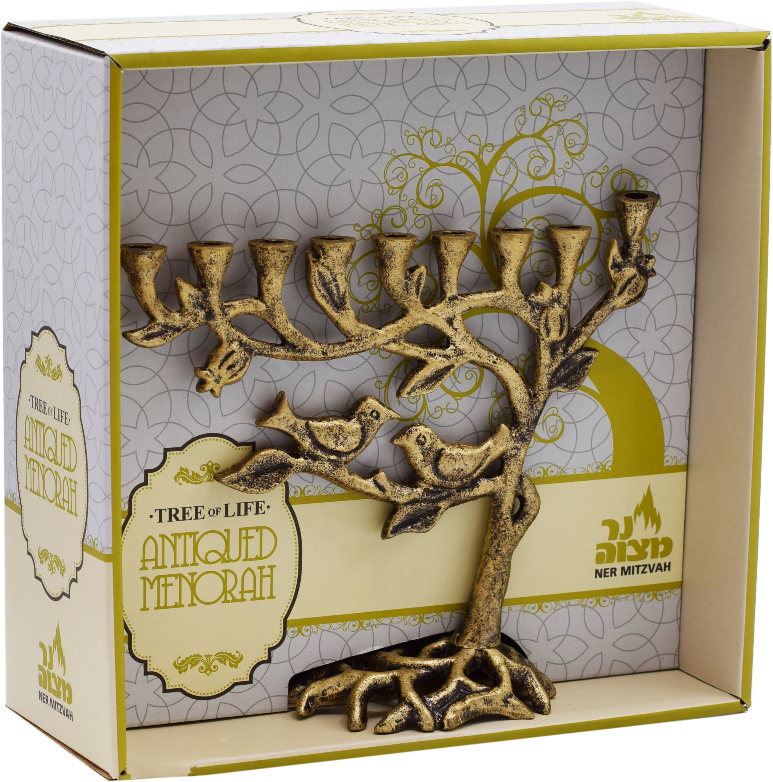 Antique Menorah Tree of Life - Gold