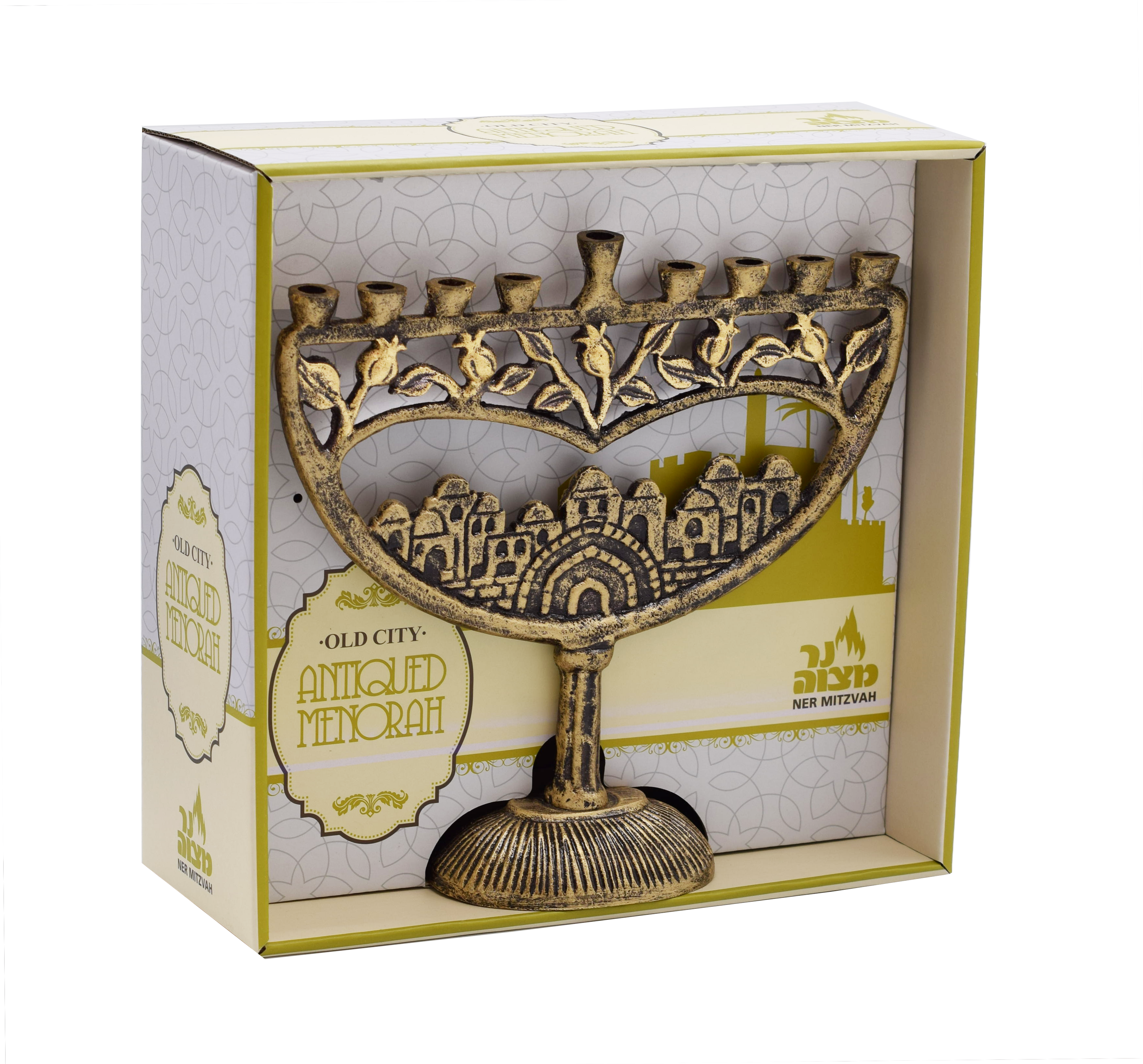 Antique Menorah Old City - Gold