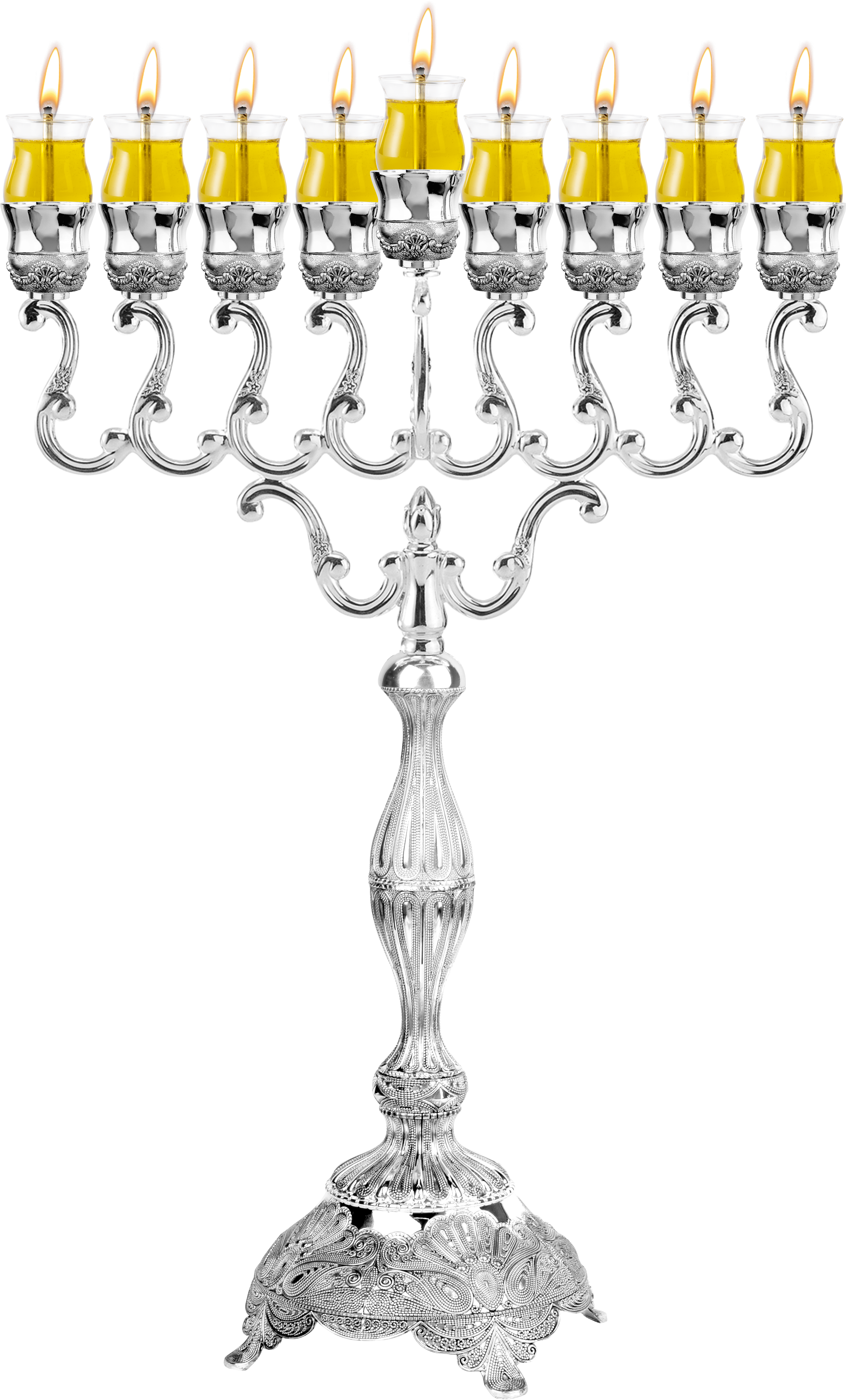 27" Silver Plated Oil Menorah