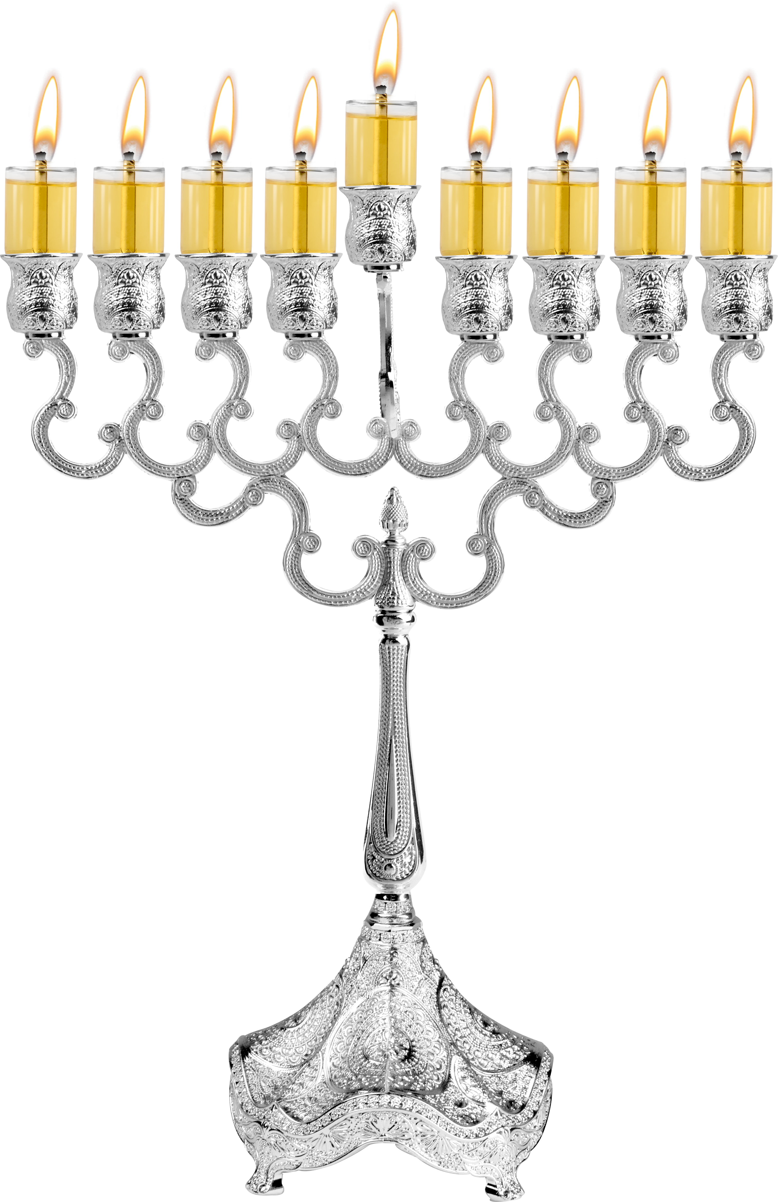 12" Silver Plated Oil Menorah