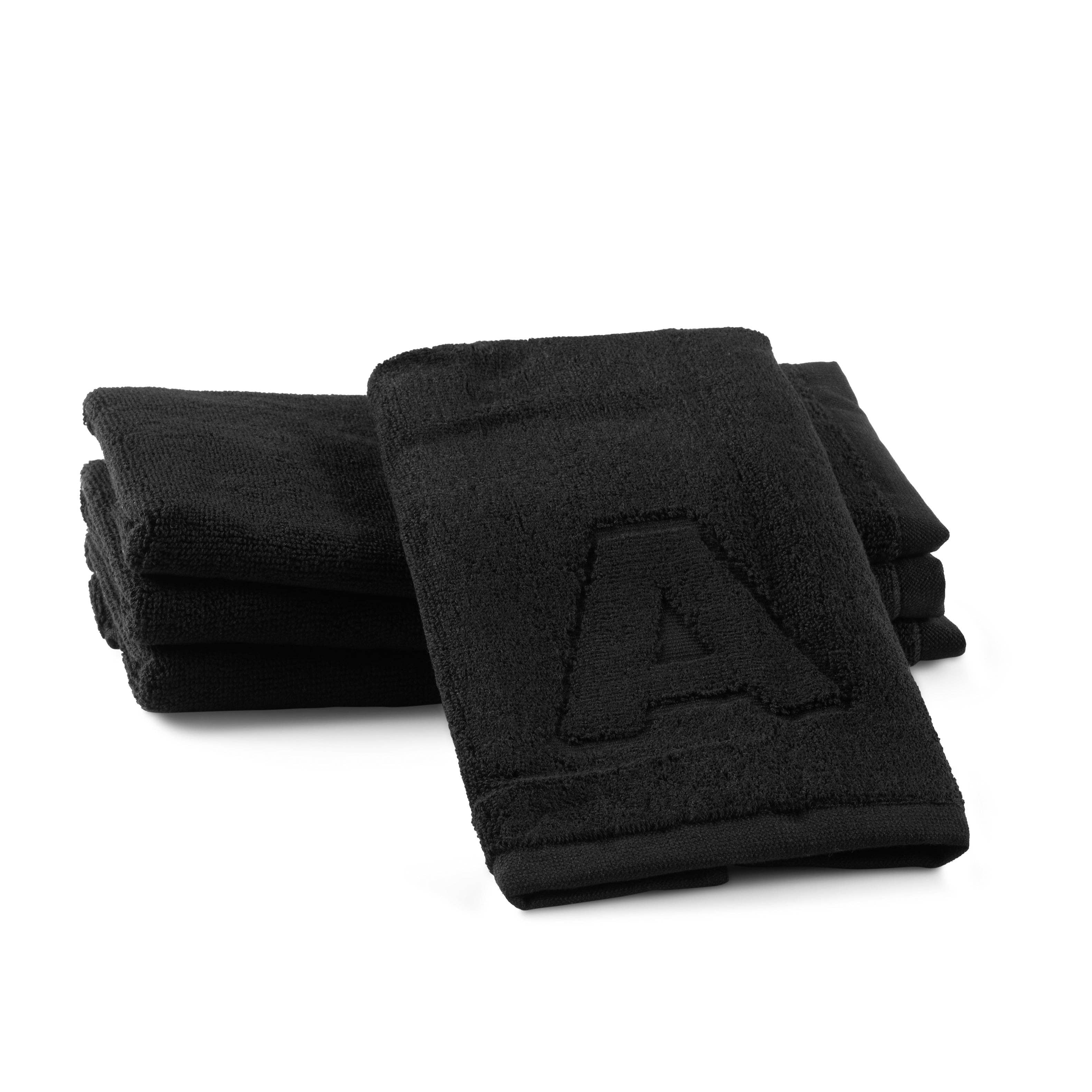 Black Initial Embossed Finger Towel