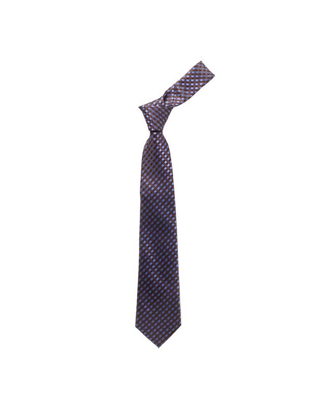 Boy's Checkered Brown Fashion Tie