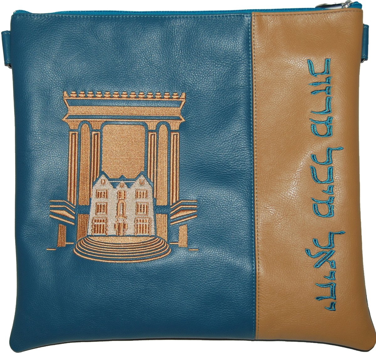 770 with Bais Hamikdash embroidery design Tallis and Tefillin bag with name on side panel. - Simcha Couture