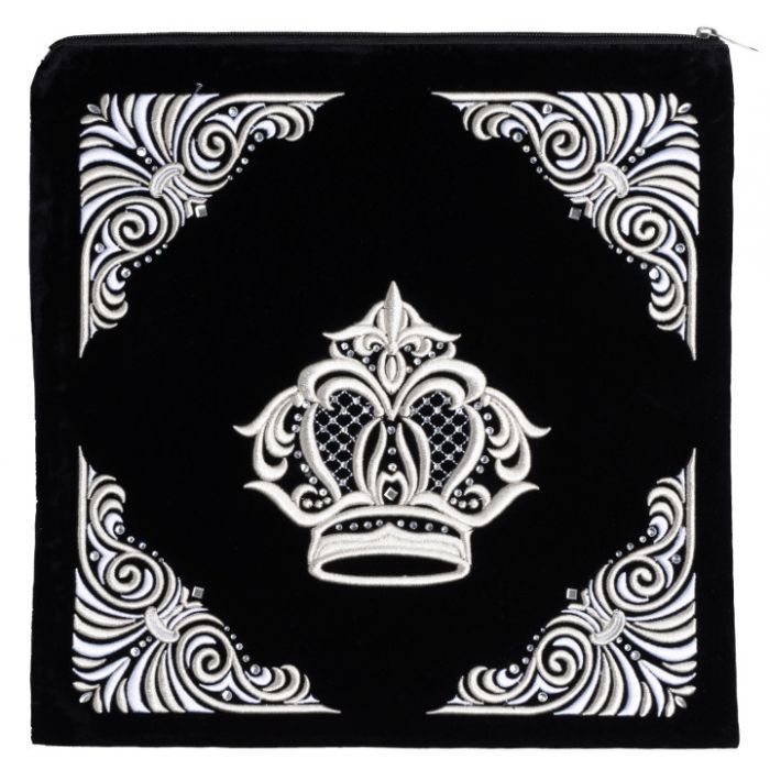 Black with silver embroidery with crown