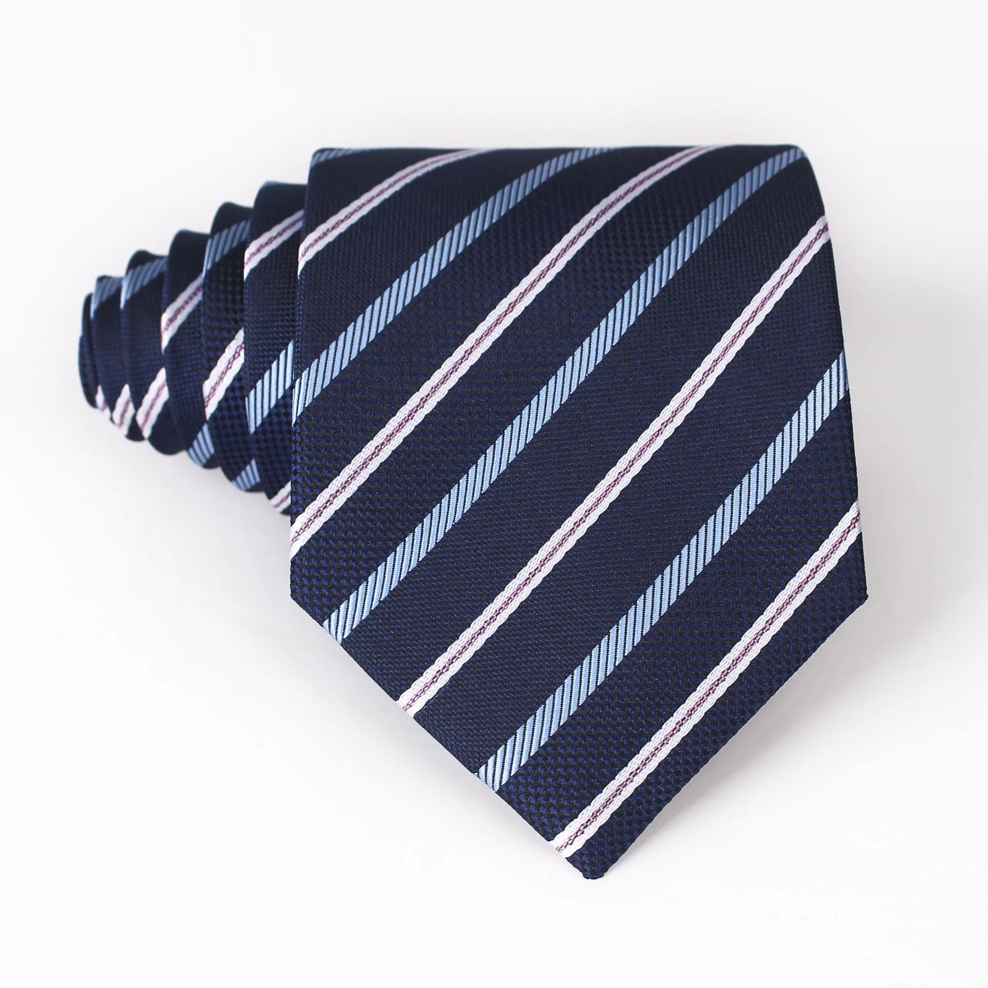 Navy and pink stripes tie 8cm