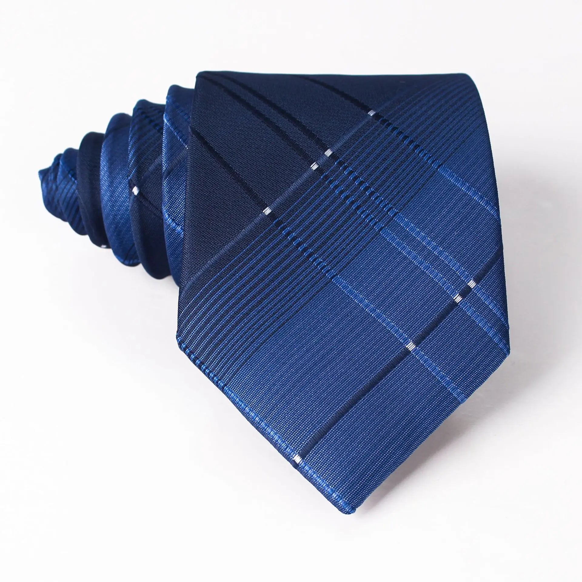 Blue with light cross lines tie 8cm