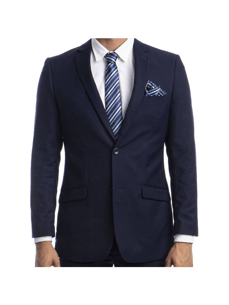 Mens 2 Piece Slim Fit Suit - Solid Blue