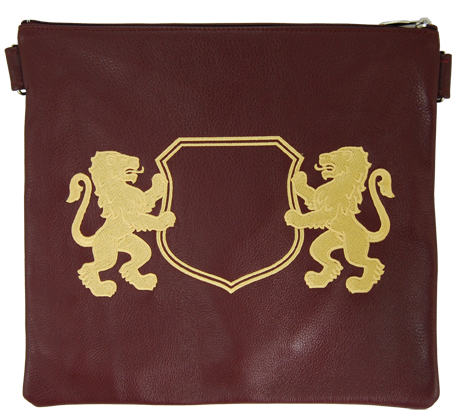 Leather Tallis & Tefillin Bag with Lion and Sheild Design