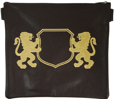 Brown Leather Tallis & Tefillin Bag with Lion Design