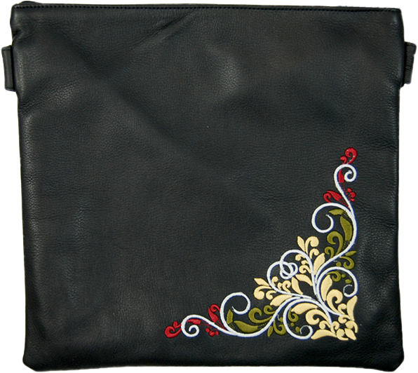 Black Leather Tallis and Teffilin Bag Corner Design