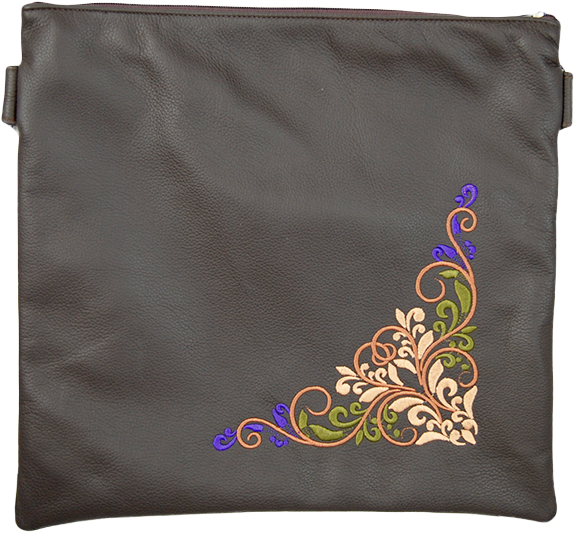 Brown Leather Tallis and Teffilin Bag Corner Design