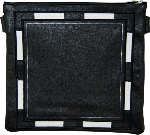 Classic Black Leather Tallis and Teffilin Bag  Full Square Design