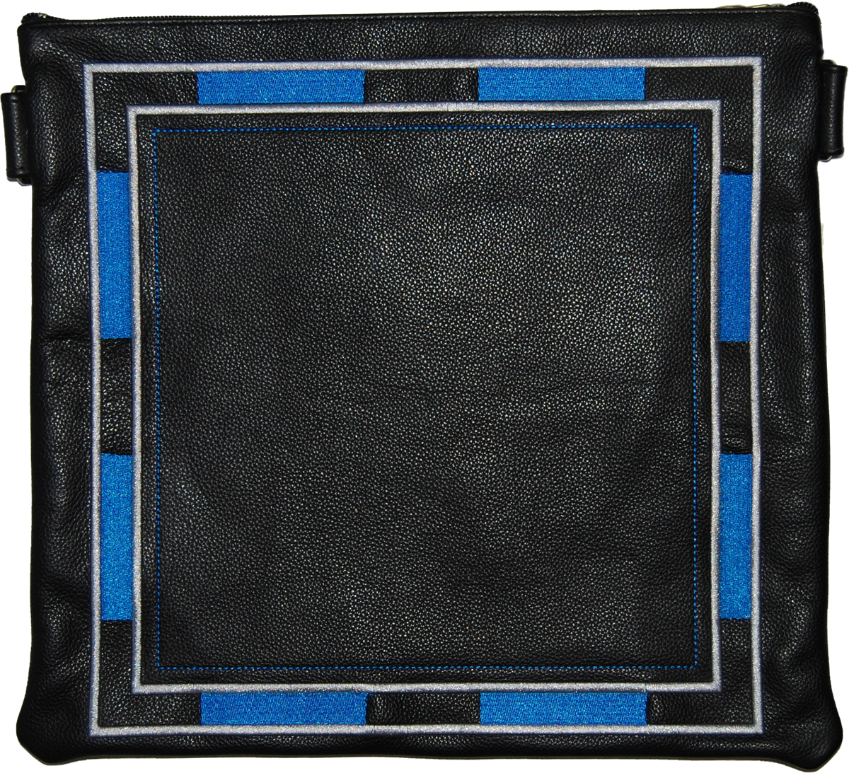 Classic Black Leather Tallis and Teffilin Bag  Full Square Design