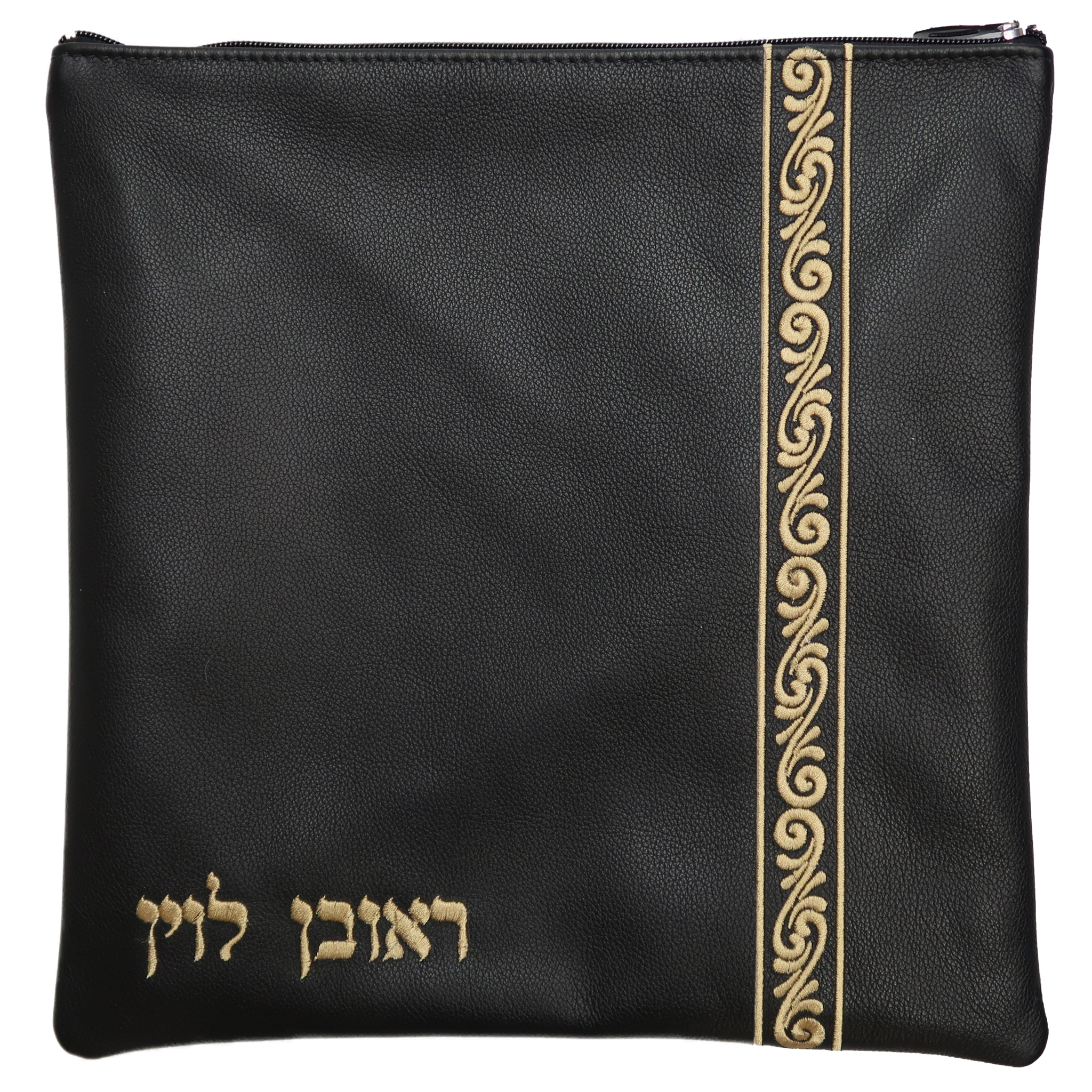 Side stripe swirl design leather Tallis and Tefillin bag