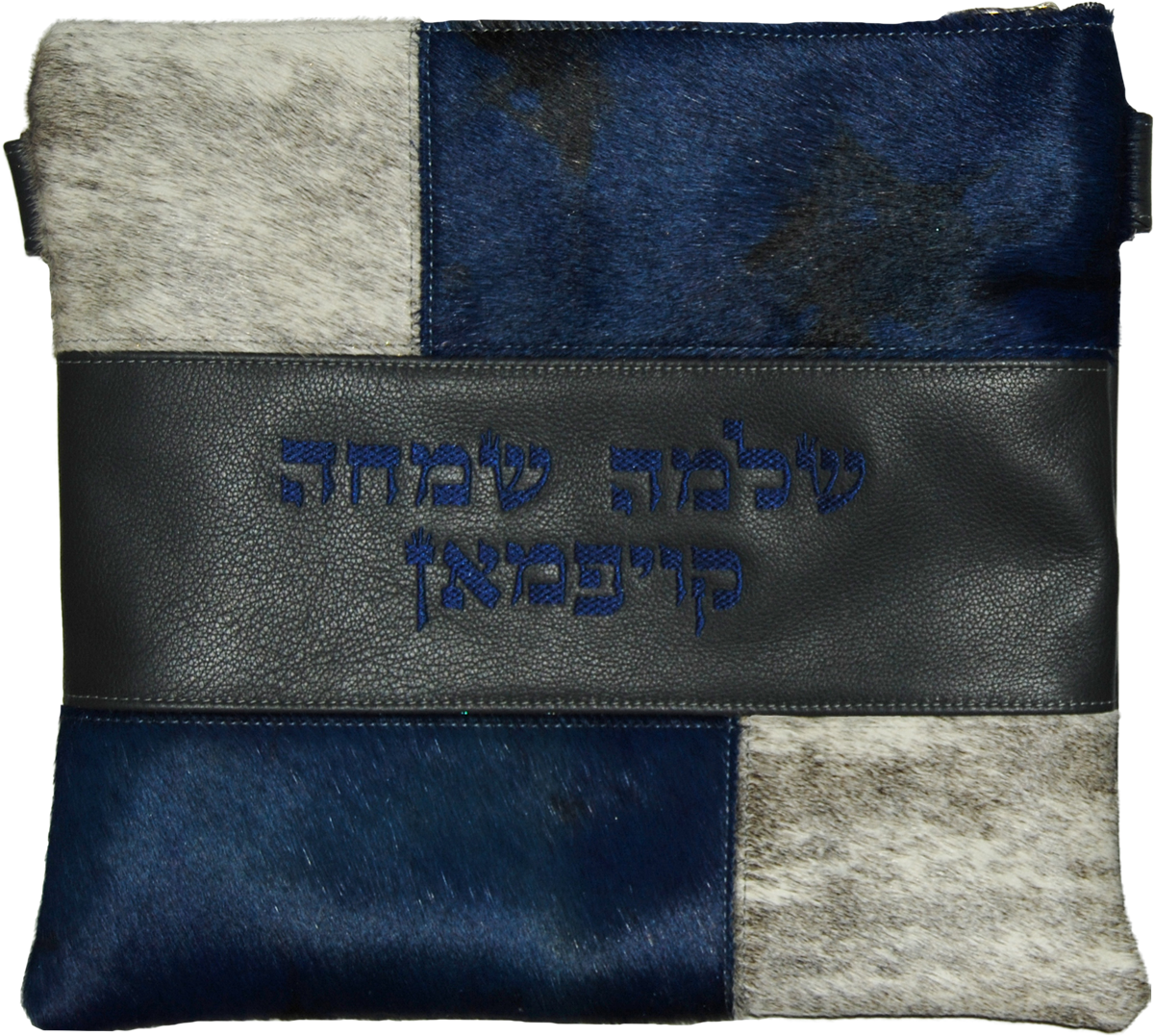 Colorblock handsewn leather Tallis and Tefillin bag