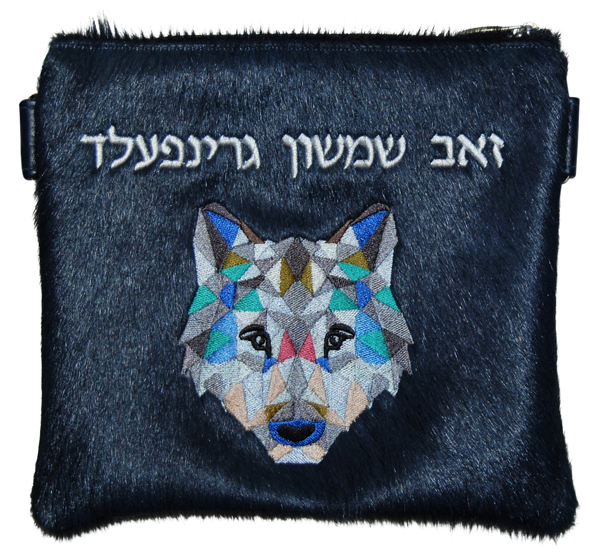 Wolf design on navy Fur